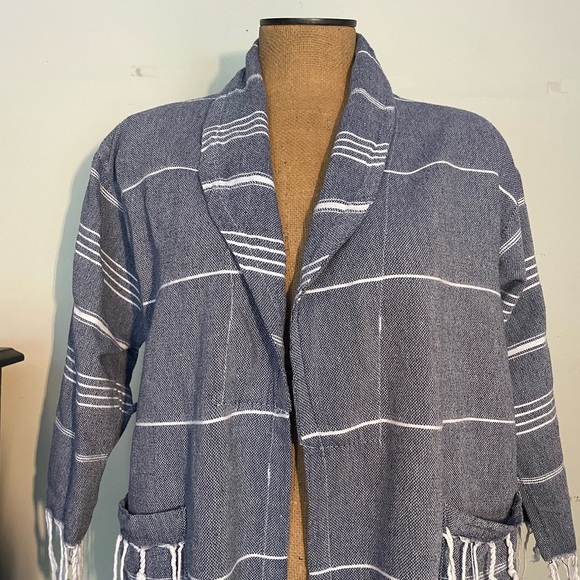 Pestamalci Turkish robe Women's Blue & white stripe size small - Picture 2 of 8